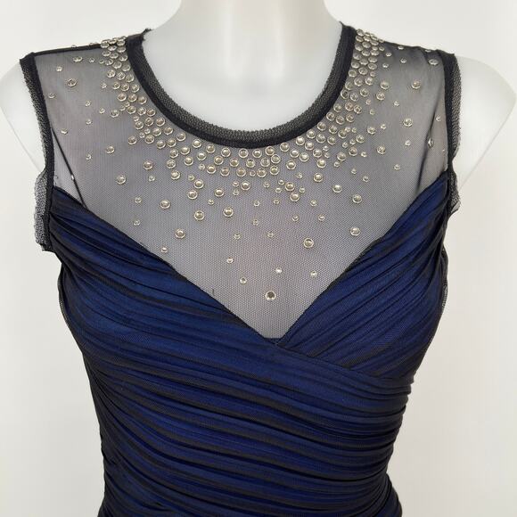BCBG Maxazria Camira Dress Sz XS Black Blue NEW Bandage BodyCon Mini Embellished - Picture 6 of 13